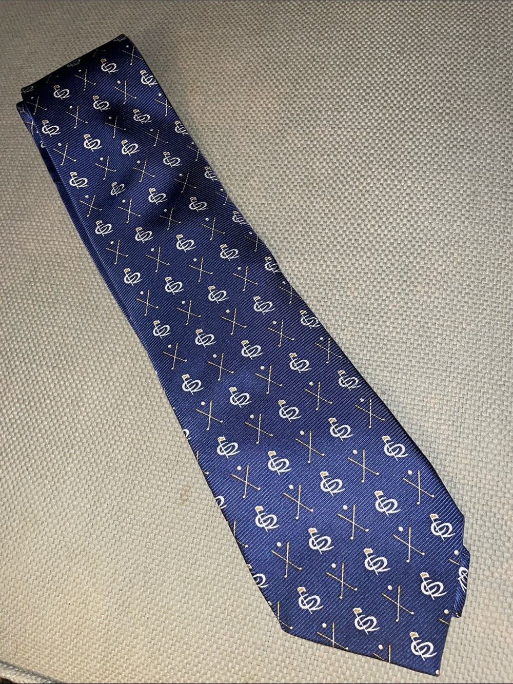 Southern Proper 100% Silk Navy Tie with Golf Motif